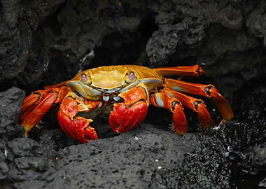 Red and Yellow Crab on Rocks
