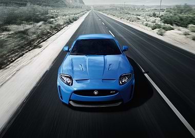 Blue Jaguar XKR on Road