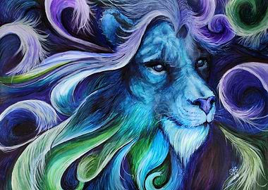 Watercolor Cosmic Lion