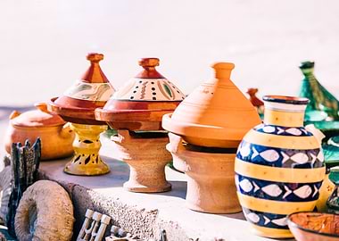 Moroccan Pottery Display