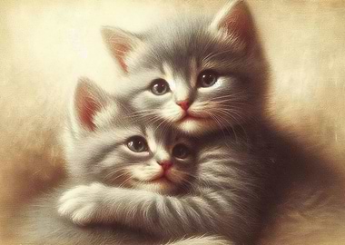 Two Cute Kittens Hugging