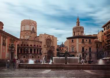 Fountain in Spanish City Square