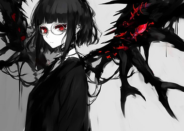 Dark Anime Girl with Wings
