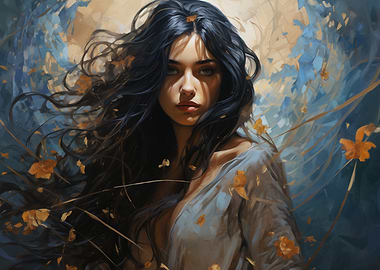 Woman with Flowing Hair