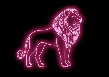 Pink Neon Lion
