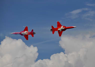 Swiss Air Force Jet Fighters in Flight