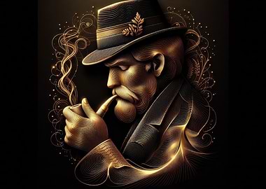 Golden Man with Pipe