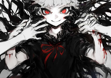 Anime Girl with Bloody Hands
