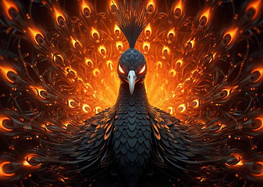 Fiery Neon Peacock
