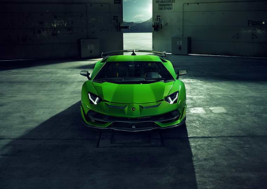 Green Lamborghini Aventador SVJ