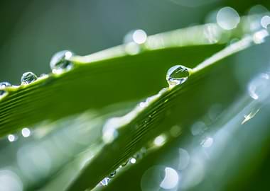 Dew Drops on Leaf