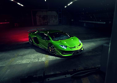 Green Lamborghini Aventador
