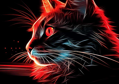Neon Red Cat