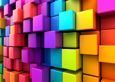 Rainbow Cube Wall