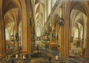 Interior of the Cathedral in Antwerp during Daytime