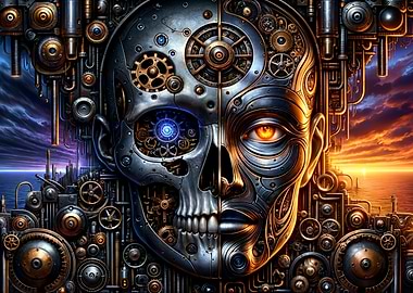 Metallic Skull Meets Humanoid