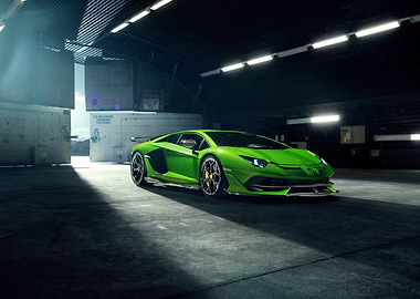 Green Lamborghini Aventador