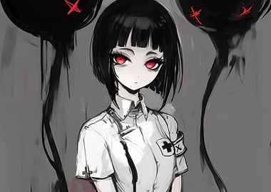 Anime Girl with Red Eyes