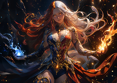 Anime Fire and Ice Sorceress