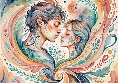 Watercolor Couple Portrait