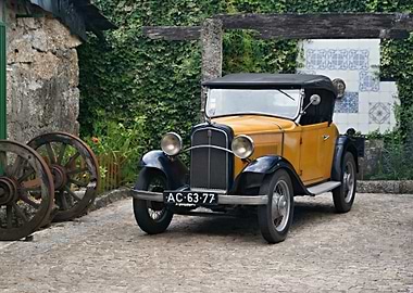 Vintage Yellow Fiat Convertible