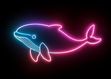 Neon Whale Illustration