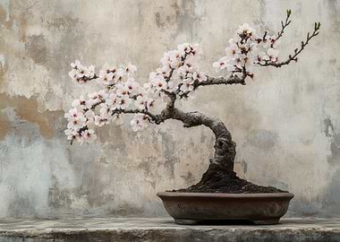 Bonsai Tree in Bloom Stil Life