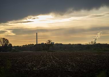 Industrial Sunset Landscape