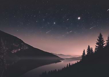 Night Sky Over Lake