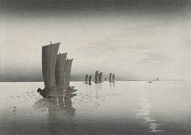 Japanese Sailboats at Dusk