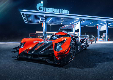 Race Car at Gas Station