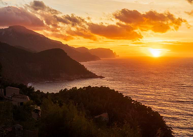 Sunset Over Coastal Mountains