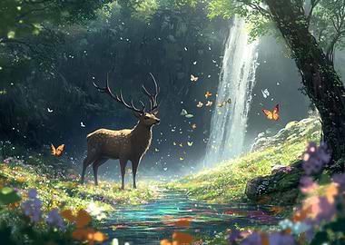 Deer in Enchanted Forest