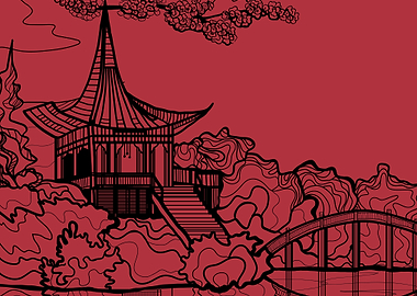 Japanese Garden Illustration