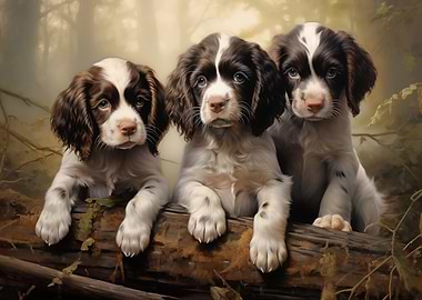 Three English Springer Spaniel Puppies