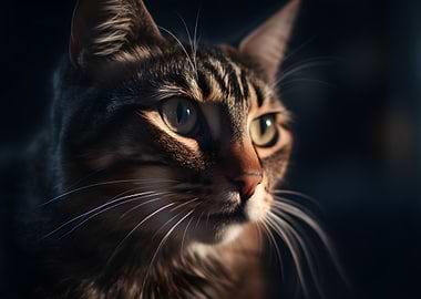 Close-up of a Cat's Face - Generated by AI