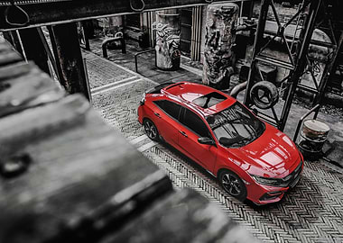 Red Honda Civic Hatchback