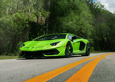 Green Lamborghini Aventador