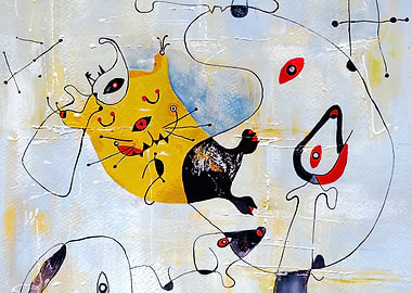 Abstract Cat and Dog Painting joan miro