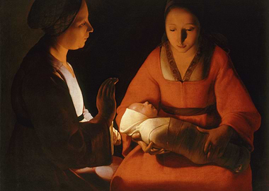 Black Georges de La Tour - The Newborn Child (Le Nouveau-né) 1648ackground