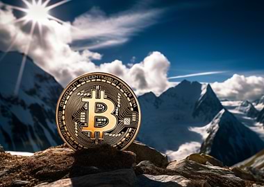Bitcoin on Mountain Peak