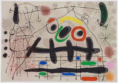 Abstract Art with Black Lines by joan miro