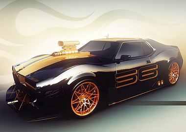 Black and Gold Muscle Car
