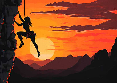 Silhouette Climber Sunset