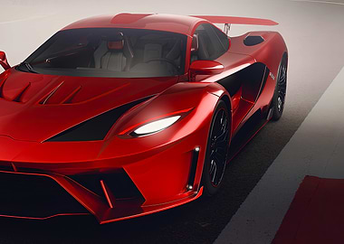 Red Sports Car on Track