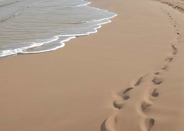 Footprints on Sandy Beach