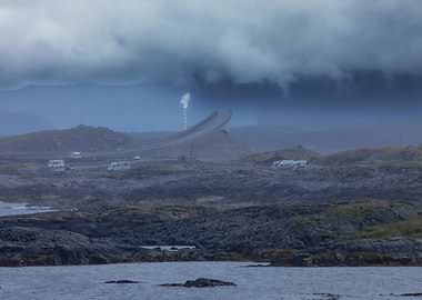 Atlantic Ocean Road in Stormy Weather