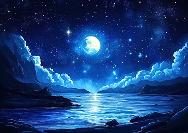 Night Sky with Full Moon