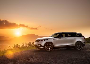 Silver Range Rover Evoque Sunset