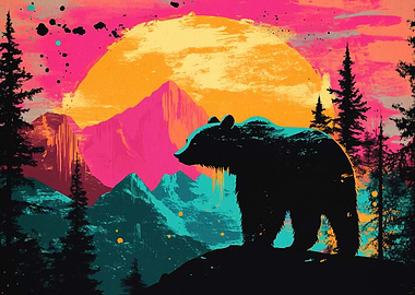 Bear Silhouette Sunset